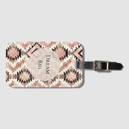 Roze Bruin Cowgirl Southwestern Tribal Bagagelabel (Voorkant (horizontaal))