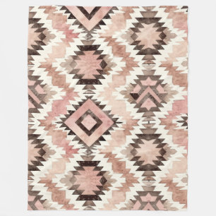 Roze Bruin Cowgirl Southwestern Tribal Fleece Deken