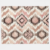 Roze Bruin Cowgirl Southwestern Tribal Fleece Deken (Voorkant (Horizontaal))