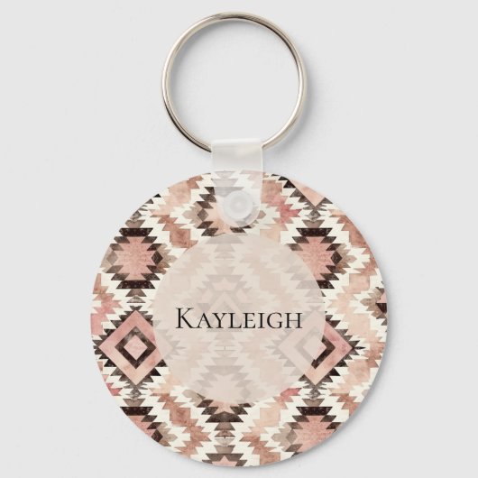 Roze Bruin Cowgirl Southwestern Tribal Sleutelhanger (Voorkant)