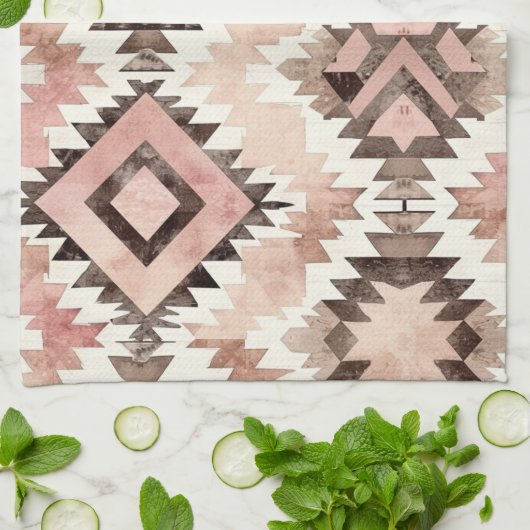 Roze Bruin Cowgirl Southwestern Tribal Theedoek (Gevouwen)