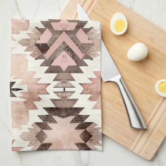 Roze Bruin Cowgirl Southwestern Tribal Theedoek (Quarter Fold)