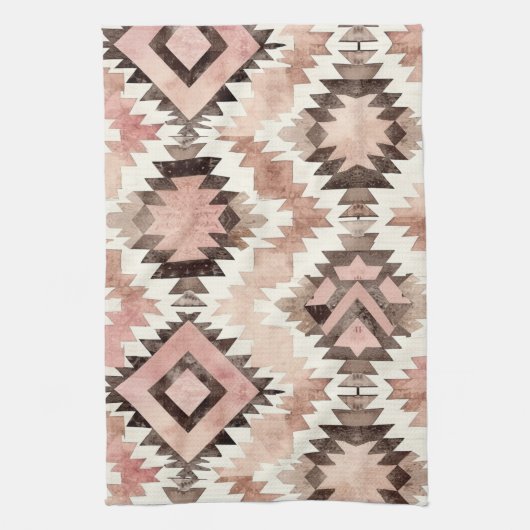 Roze Bruin Cowgirl Southwestern Tribal Theedoek (Verticaal)