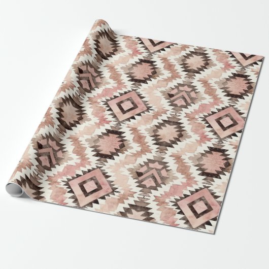 Roze Bruin Cowgirl Southwestern Tribal Verjaardag Cadeaupapier (Uitgerold)