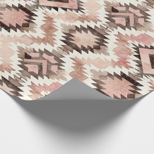 Roze Bruin Cowgirl Southwestern Tribal Verjaardag Cadeaupapier (Hoek)