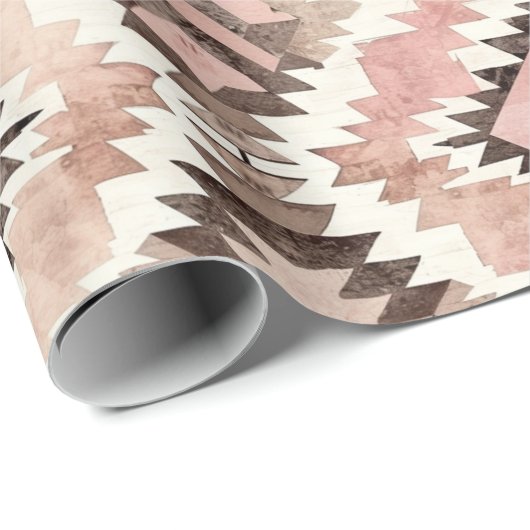 Roze Bruin Cowgirl Southwestern Tribal Verjaardag Cadeaupapier (Rol Hoek)