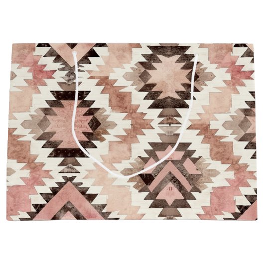 Roze Bruin Cowgirl Southwestern Tribal Verjaardag Groot Cadeauzakje (Voorkant)