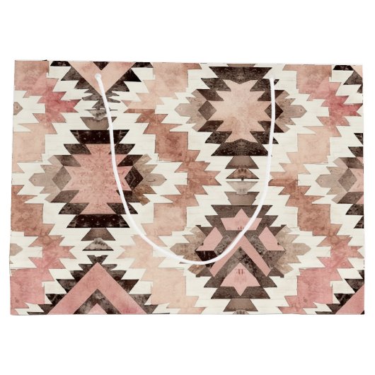 Roze Bruin Cowgirl Southwestern Tribal Verjaardag Groot Cadeauzakje (Achterkant)