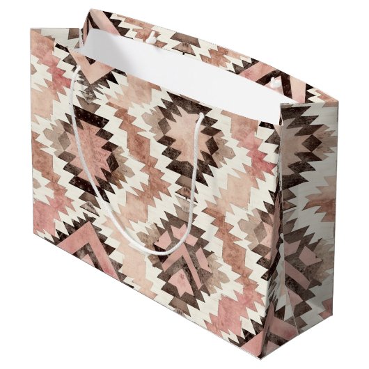 Roze Bruin Cowgirl Southwestern Tribal Verjaardag Groot Cadeauzakje (Achterkant Gekanteld)