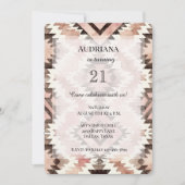 Roze Bruin Cowgirl Southwestern Tribal Verjaardag Kaart (Voorkant)