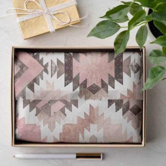 Roze Bruin Cowgirl Southwestern Tribal Verjaardag Tissuepapier (Geschenk)