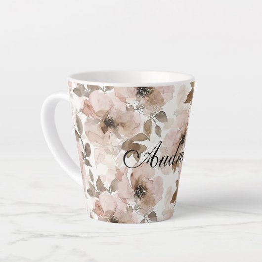 Roze Bruin Cowgirl Zuidwestelijke Bloemen Latte Mok (Linkerhoek)