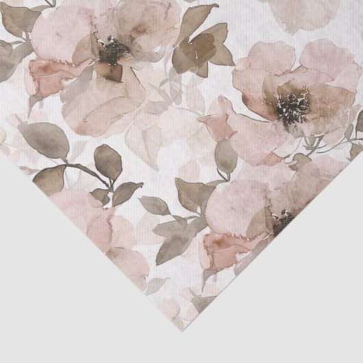 Roze Bruin Cowgirl Zuidwestelijke Bloemen Tissuepapier (Detail)