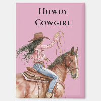 Roze Bruin Cowgirl Zuidwestelijke Paard Zwart Haar