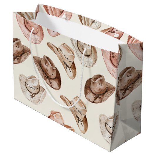 Roze Bruin Cowgirl Zuidwestelijke Petten Verjaarda Groot Cadeauzakje (Achterkant Gekanteld)