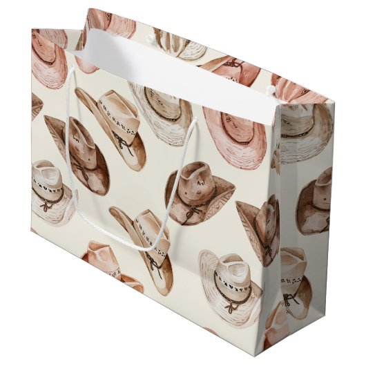 Roze Bruin Cowgirl Zuidwestelijke Petten Verjaarda Groot Cadeauzakje (Voorkant Gekanteld)