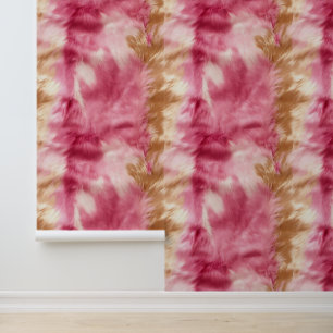 Roze Bruin Cream Cowgirl Koeienhuid Behang