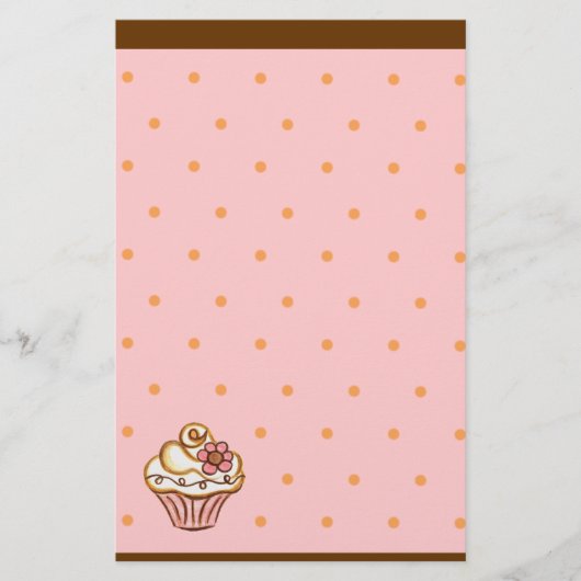 Roze Bruin Cupcake Bakkerij Stationery Briefpapier (Voorkant)