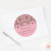 Roze & Bruin Damask Bruidsdouche Sticker (Envelop)