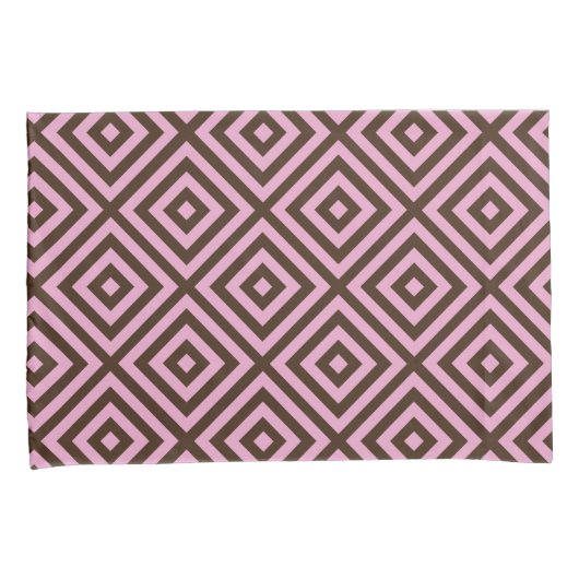 Roze bruin diamantpatroon Kussensloop (Voorkant-Rechts)