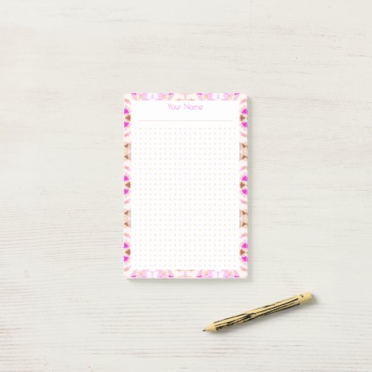 Roze Bruin Dot Raster Lay-out College Planner Post-it® Notes (Op bureau)