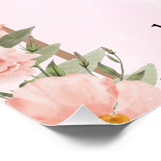 Roze & Bruin Eenvoudig Bruiloft Party Poster (Hoek)