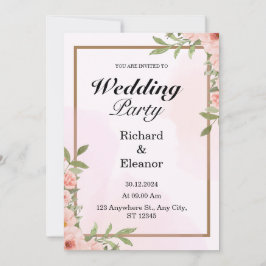 Roze & Bruin Eenvoudige Uitnodiging van de Huwelij