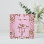 Roze Bruin en Goud Meisje Baby shower Kaart (Staand voorkant)