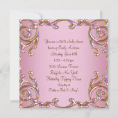 Roze Bruin en Goud Meisje Baby shower Kaart (Achterkant)