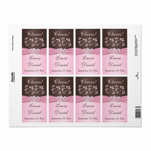 Roze, bruin flesje flesje flesje etiket (Full Sheet)