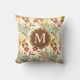Roze bruin-Floral Monogram dun pil Kussen