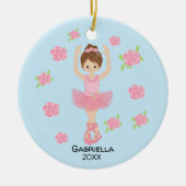 Roze bruin geharreerd Ballerina kerst Keramisch Ornament (Voorkant)
