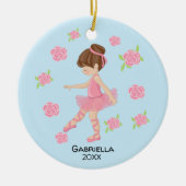 Roze bruin geharreerd Ballerina kerst Keramisch Ornament (Voorkant)