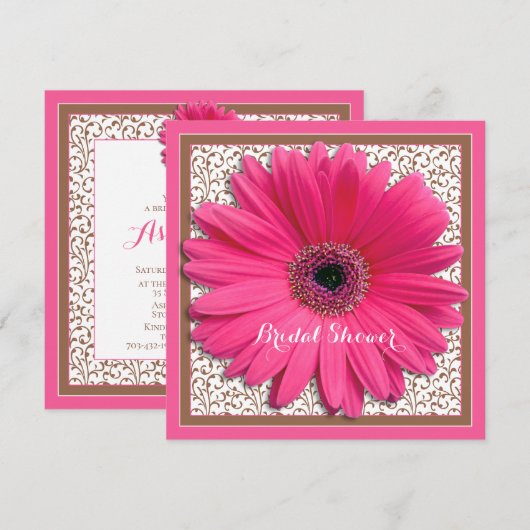 Roze bruin Gerbera Daisy Bridal Shower Kaart (Voorkant / Achterkant)