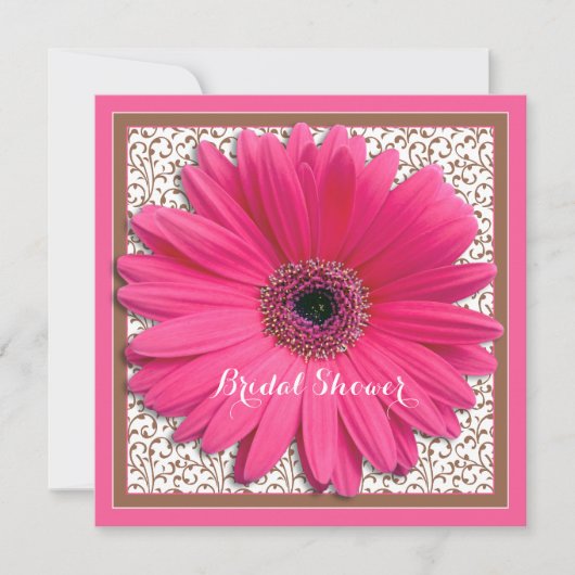 Roze bruin Gerbera Daisy Bridal Shower Kaart (Voorkant)