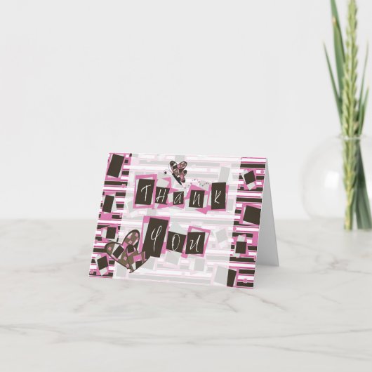 Roze bruin gestreept vrouwtje Dank je wel Bedankkaart (Voorkant)