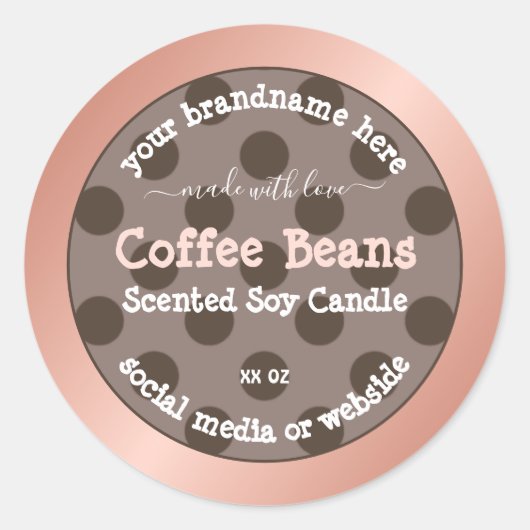 Roze Bruin Gevlekt Patroon Product Verpakkingsetik Ronde Sticker (Voorkant)