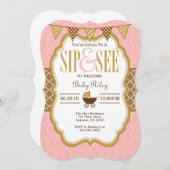 Roze bruin goudslijp en zie uitnodiging (Voorkant / Achterkant)