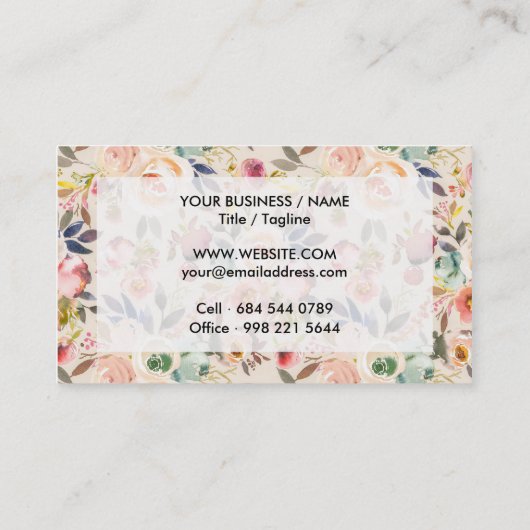 Roze bruin  ivoorland floreel visitekaartje (Achterkant)