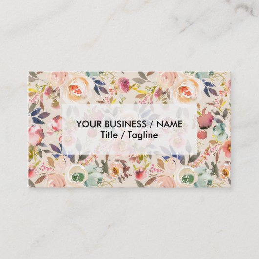 Roze bruin  ivoorland floreel visitekaartje (Voorkant)