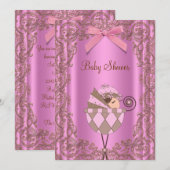 Roze Bruin Kant Meisje Baby shower Kaart (Voorkant / Achterkant)