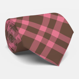 Roze bruin kariert patroon stropdas