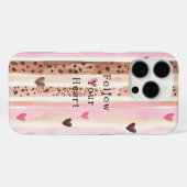 Roze Bruin Luipaard Print Harten Strepen Case-Mate iPhone Case (Achterkant (horizontaal))