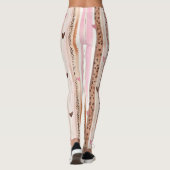 Roze Bruin Luipaard Print Harten Strepen Leggings (Achterkant)