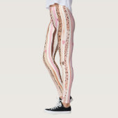 Roze Bruin Luipaard Print Harten Strepen Leggings (Links)