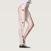 Roze Bruin Luipaard Print Harten Strepen Leggings (Rechts)