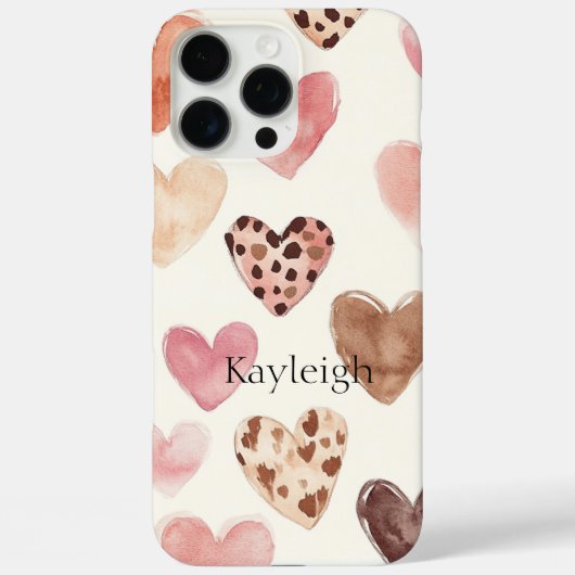 Roze Bruin Luipaard Print Hearts Case-Mate iPhone Case (Achterkant)