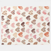 Roze Bruin Luipaard Print Hearts Fleece Deken (Voorkant (Horizontaal))