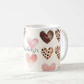 Roze Bruin Luipaard Print Hearts Koffiemok (Voorkant rechts)