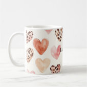 Roze Bruin Luipaard Print Hearts Koffiemok (Links)